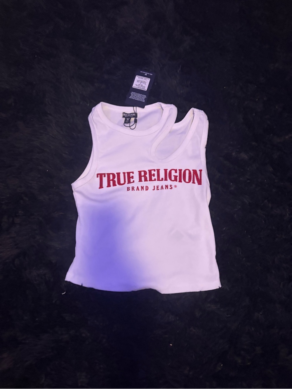 True Religion White Tank with Red Chest Logo